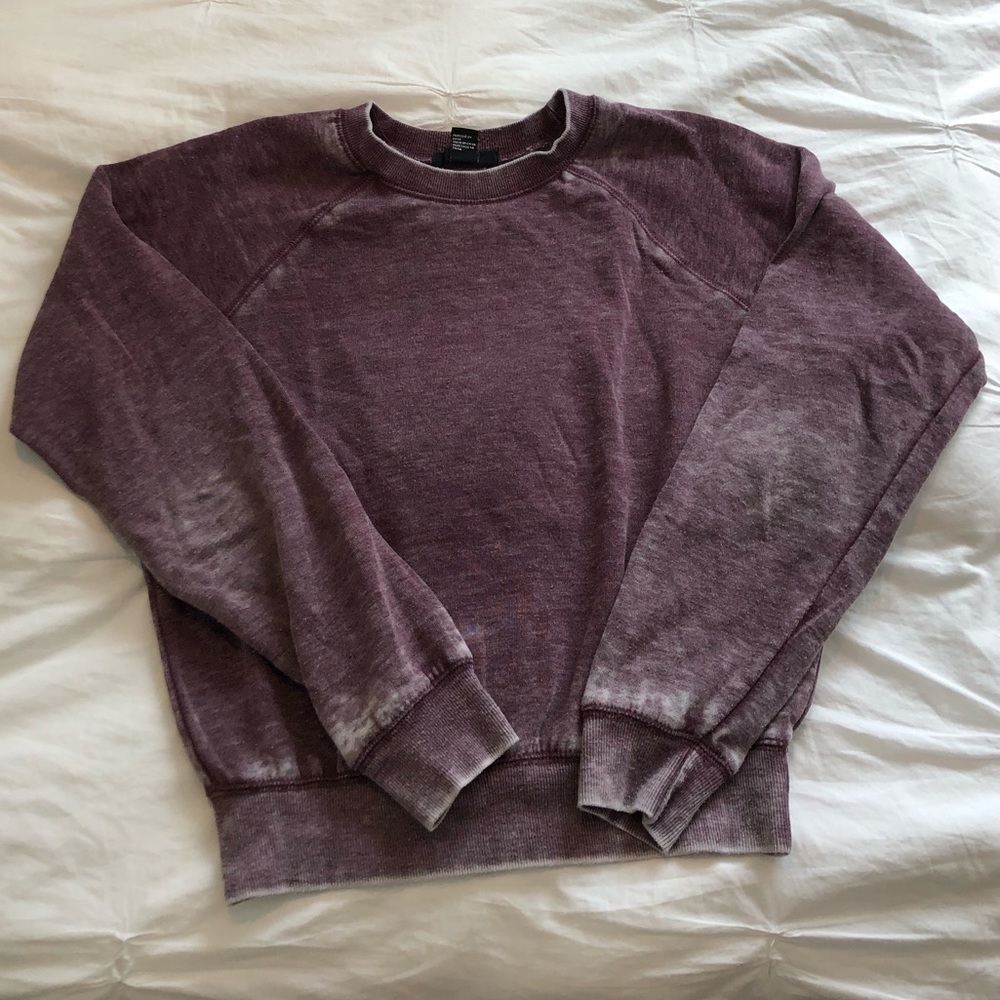 Purple Distressed Crew Neck Sweatshirt